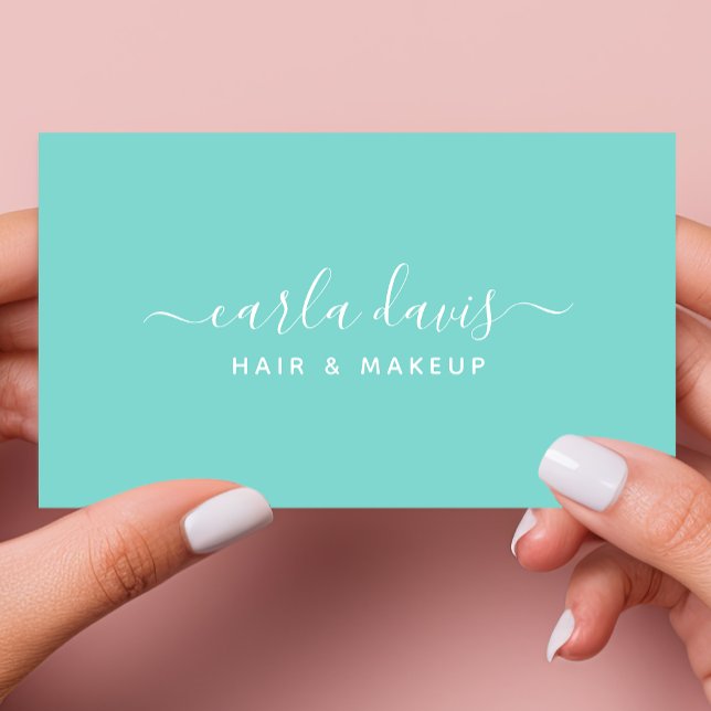 Carte De Visite Signature Script Robins Oeuf Blue Calligraphie (Créateur téléchargé)