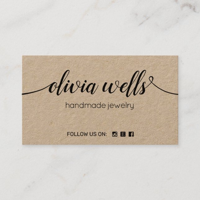 Carte De Visite Signature Script Social Media Networking Kraft (Devant)