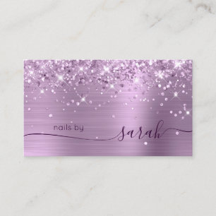 Carte De Visite Signature stylée pailletée lilas