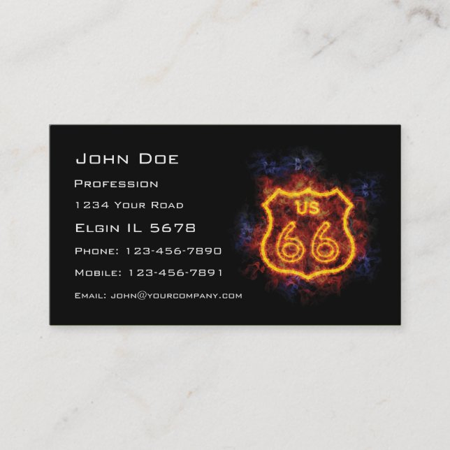 Carte De Visite Signe ardent de l'itinéraire 66 (Devant)