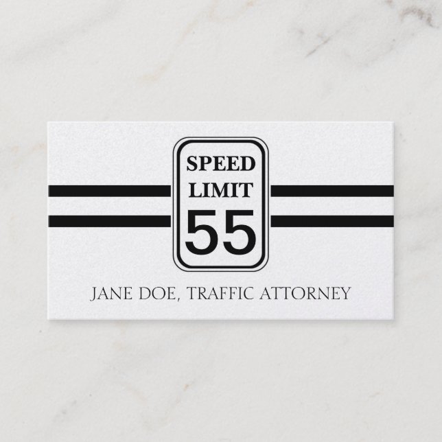 Carte De Visite Signe de limitation de vitesse de loi d'avocat de (Devant)