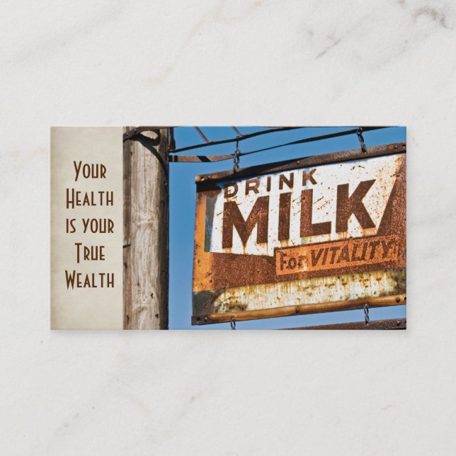 Carte De Visite signe rétro de lait rouillé pour l'industrie alime (Devant)