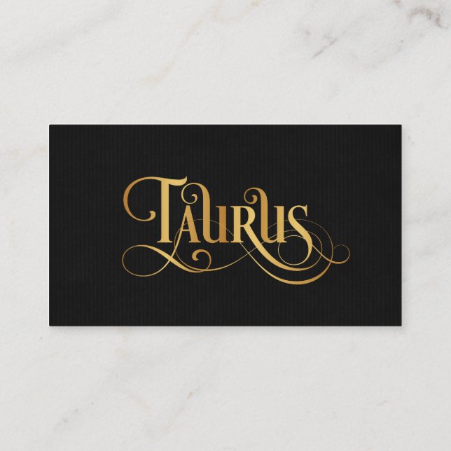 Carte De Visite Signe zodiaque Tourbillonnant Taurus Gold en noir (Dos)
