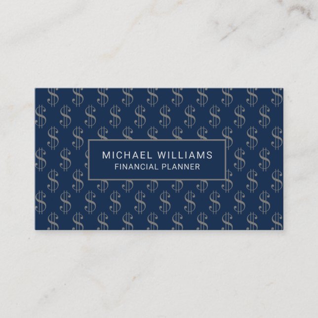 Carte De Visite Signes de dollars Motif Financial Professional (Devant)