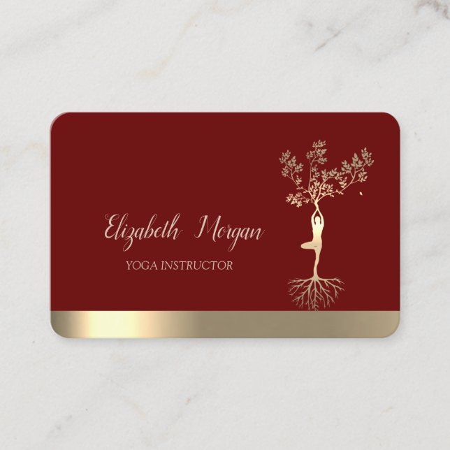 Carte De Visite Silhouette Arbre d'Or, Yoga Bourgogne (Devant)