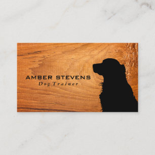 Carte De Visite Silhouette assise de chien   Bois