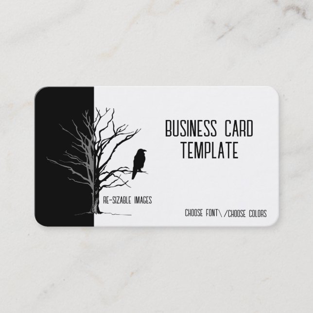 Carte de visite Silhouette Black Bird Raven (Devant)
