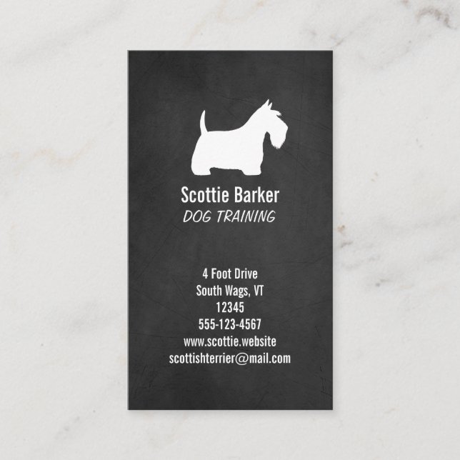 Carte De Visite Silhouette blanche écossaise Terrier | Chien écoss (Devant)