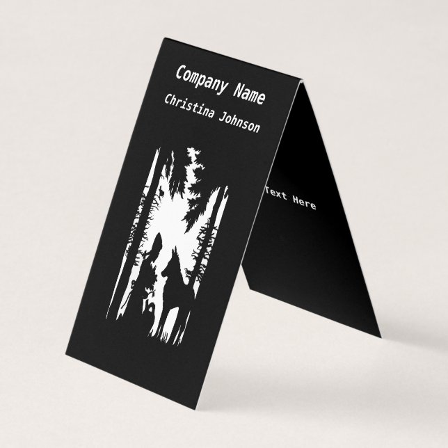 Carte De Visite Silhouette blanche noire Hood Trees Wolf (Devant)