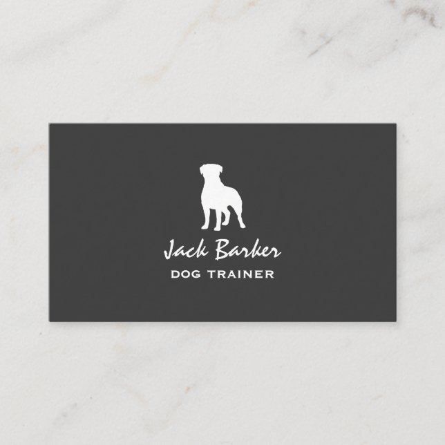 Carte De Visite Silhouette blanche Rottweiler | Chien simple Rotti (Devant)