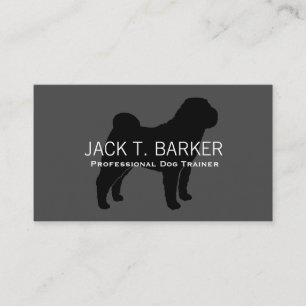 Carte De Visite Silhouette chinoise Shar-Pei noir sur gris