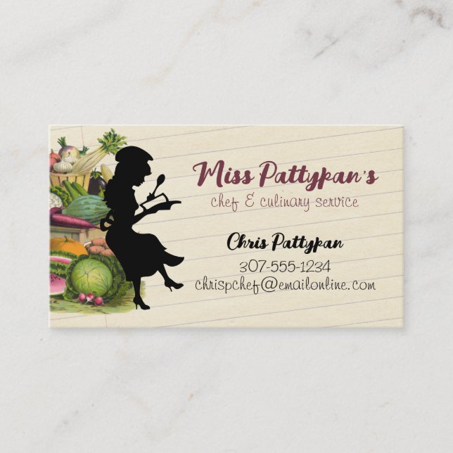 Carte De Visite Silhouette cuisine personnelle classe de cuisine (Devant)