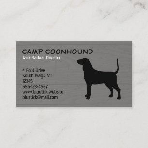 Carte De Visite Silhouette de Bluetick Coonhound sur style bois