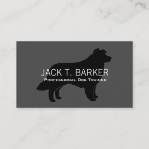Carte De Visite Silhouette de Border Collie Noir sur Gris