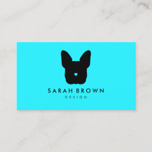 Carte De Visite silhouette de Bouledogue français sarcelle