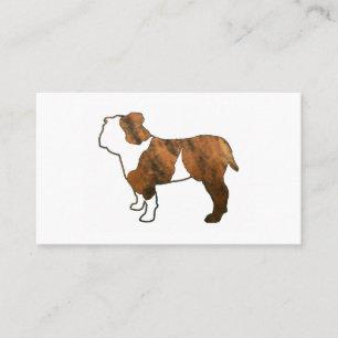 Carte De Visite silhouette de bouledogue rouge brindle et blanc
