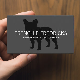 Carte De Visite Silhouette de Bulldog en français noir   Amoureux 