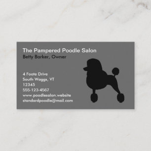 Carte De Visite Silhouette de Caniche Noir (Taille Standard, Coupe