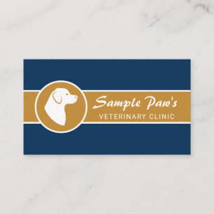 Carte De Visite Silhouette De Chien Sur Bleu Et Ochre Clinique Vét