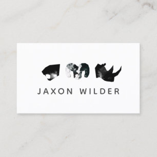 Carte De Visite Silhouette de fumée noire blanche Jaguar Rhino Ram