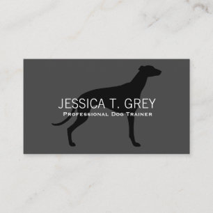 Carte De Visite Silhouette de Greyhound noire sur gris