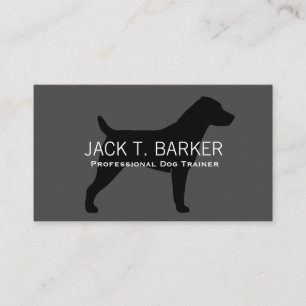 Carte De Visite Silhouette de Jack Russell Terrier Noir sur Gris