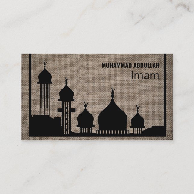 Carte De Visite Silhouette de la mosquée Burlap, islamique, religi (Devant)