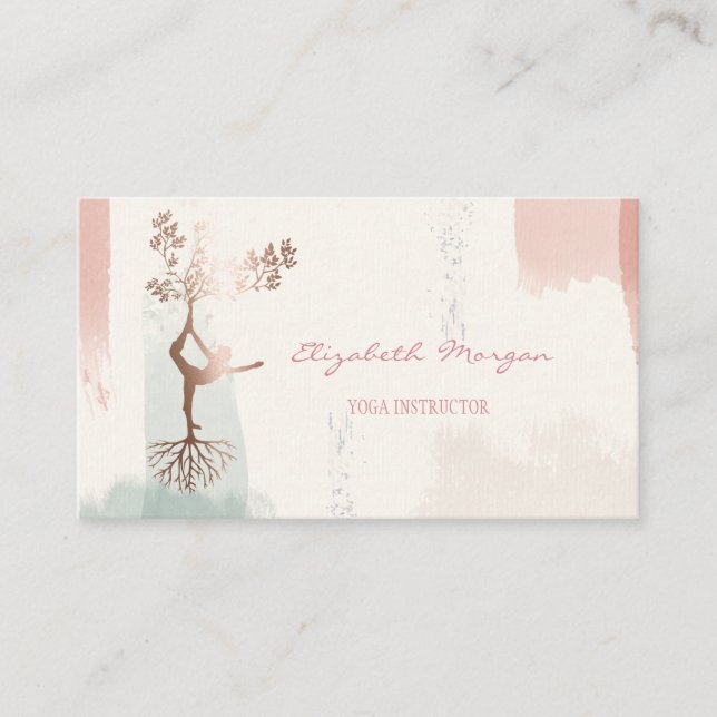 Carte De Visite Silhouette de l'arbre moderne, Aquarelle de la bro (Devant)