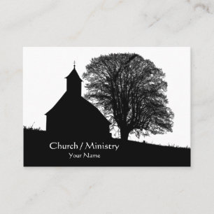 Carte De Visite Silhouette de l'Église et de l'Arbre, chrétien