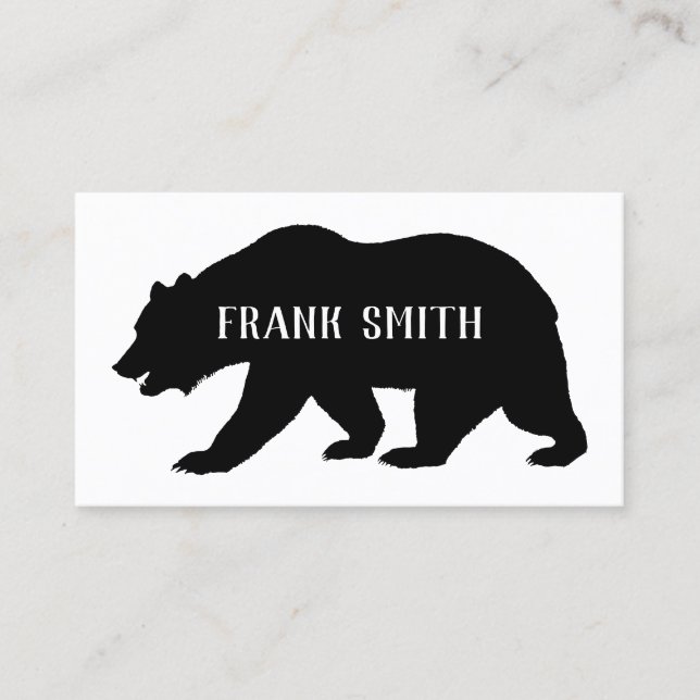 Carte De Visite Silhouette de l'ours grizzli noir (Devant)
