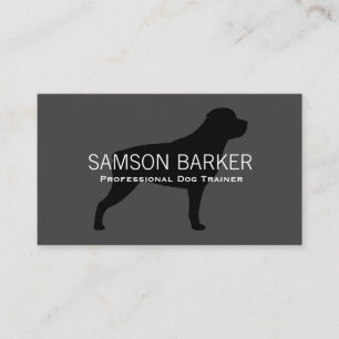 Carte De Visite Silhouette de rotation noir sur gris Chien rosé