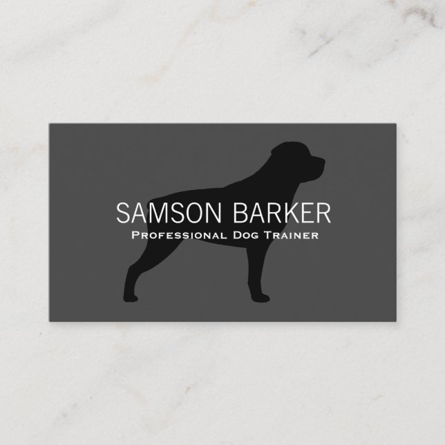 Carte De Visite Silhouette de rotation noir sur gris | Chien rosé (Devant)