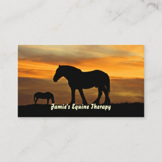 Carte De Visite Silhouette des chevaux au thérapeute équin de