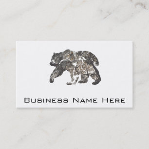 Carte De Visite Silhouette d'ours avec des arbres, nature sauvage