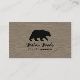 Carte De Visite Silhouette d'ours gris sur la faune en bois   de