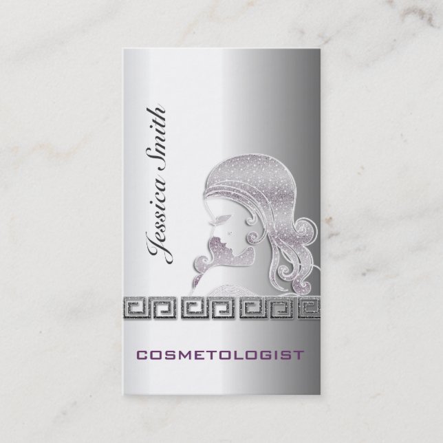 Carte De Visite Silhouette élégante professionnelle en argent (Devant)