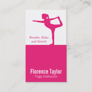 Carte De Visite Silhouette étirée rose vif pour professeur de yoga