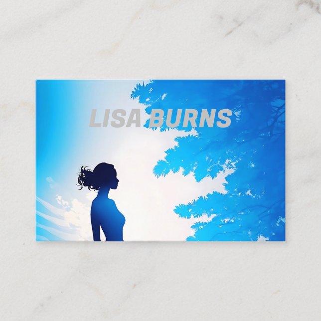 Carte De Visite silhouette féminine avec un arrière - plan bleu do (Devant)