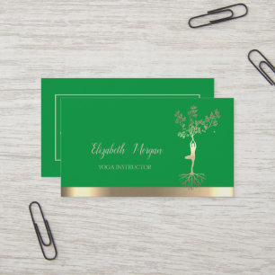 Carte De Visite Silhouette femmes Arbre d'or, Instructeur de Yoga 
