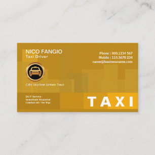 Carte De Visite Silhouette Taxi de ville dynamique et artistique Z