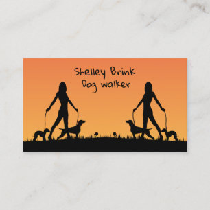 Carte De Visite Silhouette Walking Dogs Chien Doux Walker