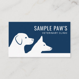 Carte De Visite Silhouettes de chien bleu et blanc Clinique vétéri