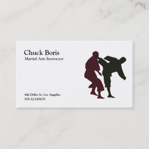Carte De Visite Silhouettes des artistes martiaux pendant un