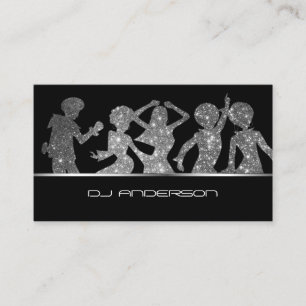 Carte De Visite Silhouettes DJ Dancing Professionnel