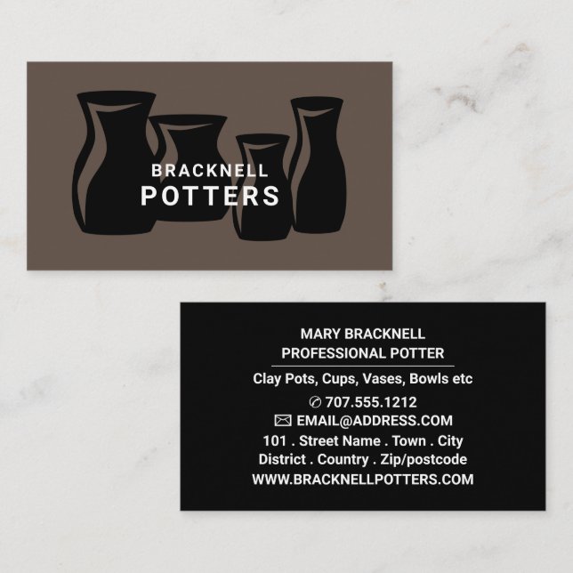 Carte De Visite Silhouettes Vase, Poteries, Poteries (Devant / Derrière)