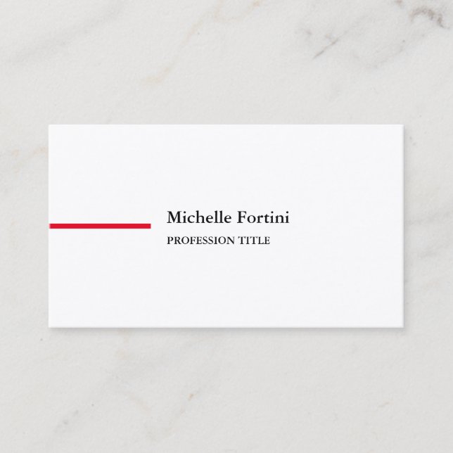 Carte De Visite Silk Premium Elegant Plain Minimaliste Rouge Blanc (Devant)