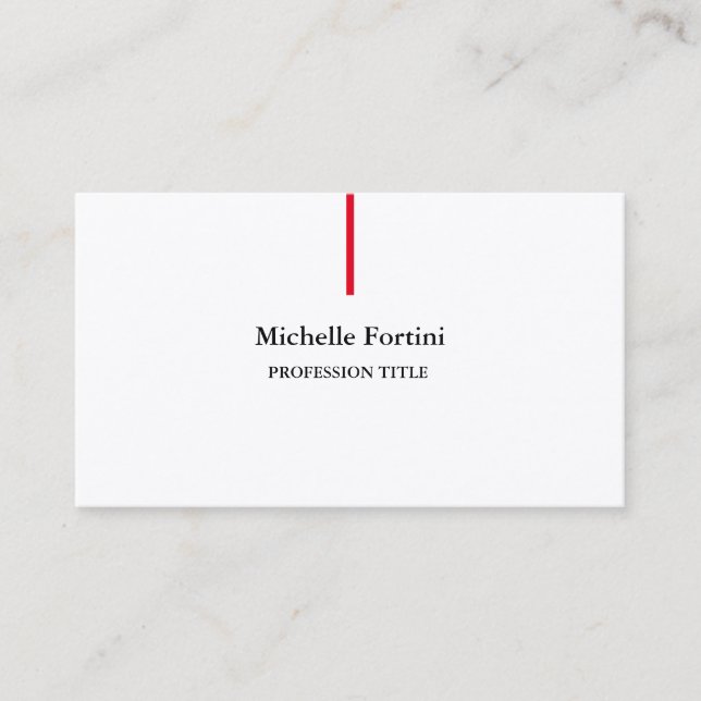 Carte De Visite Silk Premium Elegant Plain Minimaliste Rouge Blanc (Devant)
