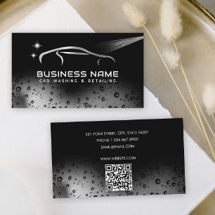 Carte De Visite Silver Car Wash Automotive Cleaning Auto Détail