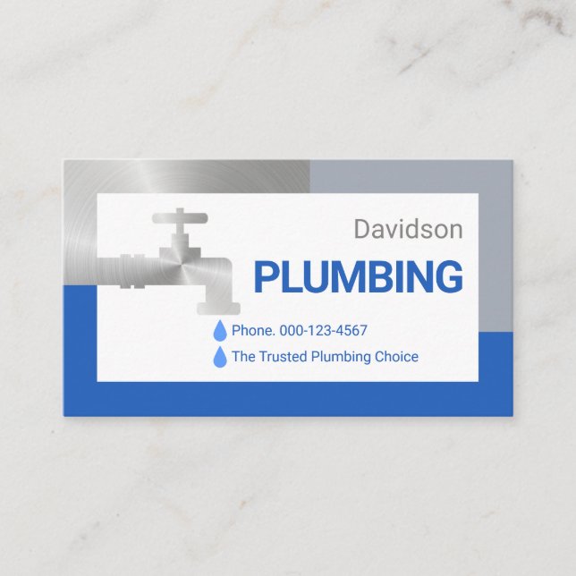 Carte De Visite Silver Faucet Dripping Water Droplets (Devant)