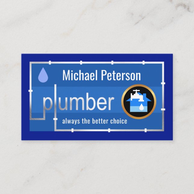 Carte De Visite Silver Leaking Water Pipes Plumber (Devant)